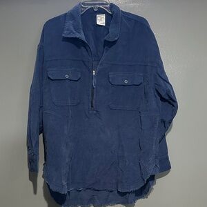 Aerie Blue Corduroy Pullover Top